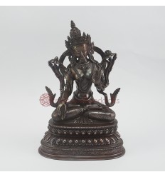 Hand Carved  9.5" White Tara / Dholkar  Oxidized Copper Alloy  Statue 