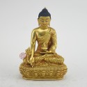 Hand Made 5.5" Medicine Buddha / Menla Gold Gilded with Face Painted Copper Statue Patan, Nepal