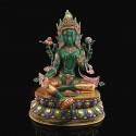 Hand Carved 20" Green Tara / Dholma Copper Statue From Nepal.