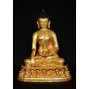 11.25" Shakyamuni Buddha Gold Gilded Face Painted Copper Statue From Patan, Nepal