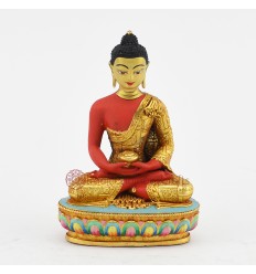 Machine Made Hand Painted Copper Alloy with Gold Plated Amitabha Buddha Statue