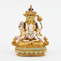 Machine Made Hand Painted Copper Alloy with Gold Plated Chenrezig Buddha Statue