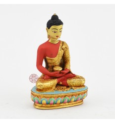 Machine Made Hand Painted Copper Alloy with Gold Plated Amitabha Buddha Statue