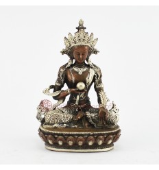 Machine Made Oxidized Copper Alloy with Silver Plated 4" Ksitigarbha Statue