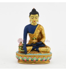 Machine Made Hand Painted Copper Alloy with Gold Plated Medicine Buddha Statue