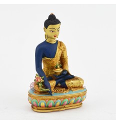 Machine Made Hand Painted Copper Alloy with Gold Plated Medicine Buddha Statue