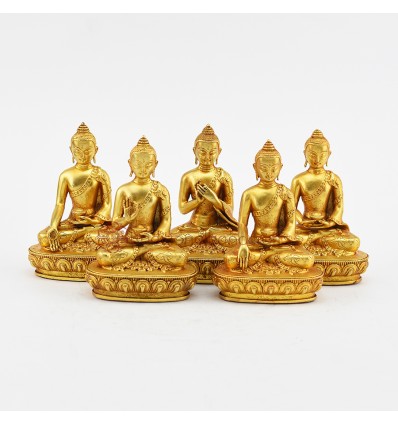 Machine Made Tibetan Buddhist 4" Pancha Buddha or Dhyani Buddha Statues Set