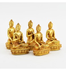 Machine Made Tibetan Buddhist 4" Pancha Buddha or Dhyani Buddha Statues Set