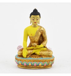 Machine Made Hand Painted Copper Alloy with Gold Plated Shakyamuni Buddha Statue