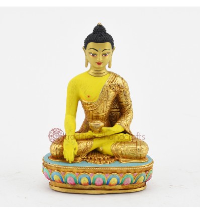 Machine Made Hand Painted Copper Alloy with Gold Plated Shakyamuni Buddha Statue