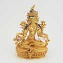 Hand Made  Gold Face Painted 9" Green Tara / Drolma Copper Gold Gilded Statue Patan