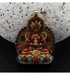 Hand Made Aparmita Tibetan Buddhist  Ghau Prayer Box Silver Pendant from Patan, Nepal