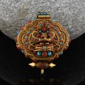 Aparmita _Chenrezig Gold Plated Silver Ghau / Pendant / Prayer Box