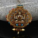 Chenrezig_white Tara Gold Plated Silver Ghau / Pendant / Prayer Box