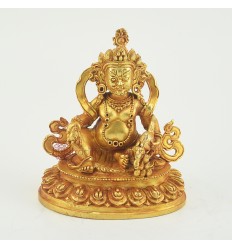 Machine Made Tibetan Buddhist Gold Plated 4.75" Yellow Dzambhala Statue