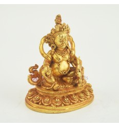 Machine Made Tibetan Buddhist Gold Plated 4.75" Yellow Dzambhala Statue