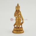 Tibetan Buddhist Gold Plated Copper Alloy 6.5" Standing Tara Statue