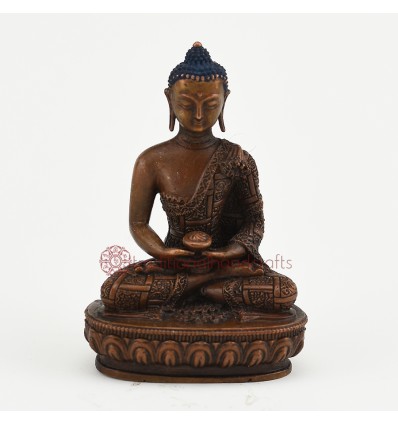 Machine Made Oxidized Copper Alloy 4" Amitabha Buddha Statue