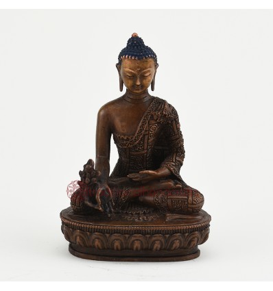 Machine Made Oxidized Copper Alloy 4" Medicine Buddha Statue