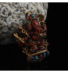 Tibetan Buddhist Dancing Ganesha Silver Pendant  Ghau Gau Pendant From Patan, Nepal