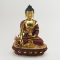 Hand Made Copper Alloy with Partly Gold Gilded 12.5" Medicine Buddha Statue