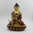 Hand Made 13" Shakyamuni Buddha Gold Gilded Face Painted Copper Statue