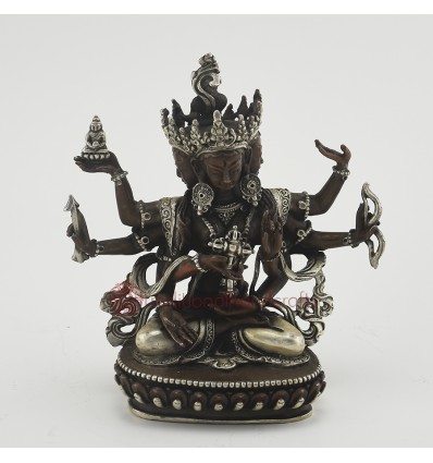 Machine Made Oxidized Copper Alloy with Silver Plated 6" Namgyalma Buddha Statue