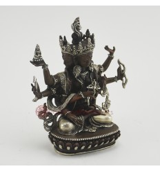 Machine Made Oxidized Copper Alloy with Silver Plated 6" Namgyalma Buddha Statue