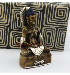  Oxidized Copper Alloy with Silver Plated 5.5" Fasting Buddha Statue