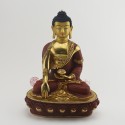 Hand Made Copper Alloy Gold Gilded with Face Painted Shakyamuni Buddha Statue