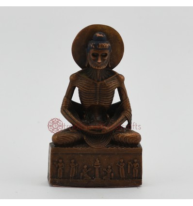 Machine Made Oxidized Copper Alloy 3.5" Fasting Buddha Statue