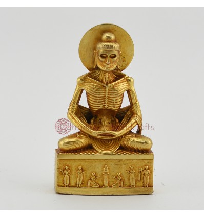 Machine Made Copper Alloy with Gold Plated 3.5" Fasting Buddha Statue