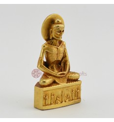 Machine Made Copper Alloy with Gold Plated 3.5" Fasting Buddha Statue