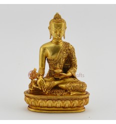 Machine Made Copper Alloy with Gold Plated 4" Medicine Buddha Statue