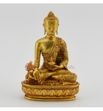 Machine Made Copper Alloy with Gold Plated 4" Medicine Buddha Statue