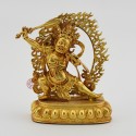 Machine Made Copper Alloy with Gold Plated 4" Black Manjushri Statue