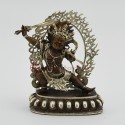 Machine Made Oxidized Copper with Silver Plated 4" Black Manjushri Statue