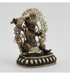 Machine Made Oxidized Copper with Silver Plated 4" Black Manjushri Statue