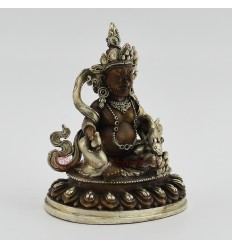 Machine Made Oxidized Copper with Silver Plated 5" Yellow Dzambhala Statue