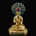 Hand Made Copper Alloy with Gold Gilded 9.25" Nagarjun Buddha Statue