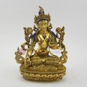 Hand Made Copper Alloy with Gold Gilded 9" White Tara / Dholkar Statue