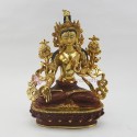 Hand Made Gold Face Painted 9" White Tara Copper Allow with Partly Gold Gilded