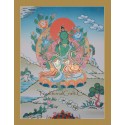 26.25" x 20.25" Green Tara/Dolma Tibetan Buddhist Thangka/Thanka Painting from Patan, Nepal