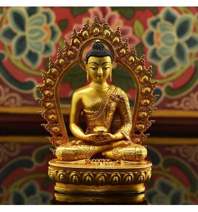  Machine Made Copper Alloy and Gold Plated 4.25" Amitabha Buddha Statue