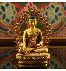  Machine Made Copper Alloy and Gold Plated 4.25" Medicine Buddha Statue