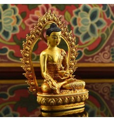  Machine Made Copper Alloy and Gold Plated 4.25" Medicine Buddha Statue