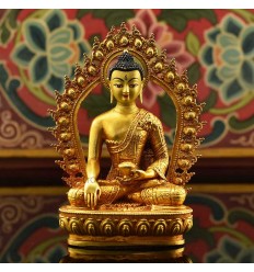 Machine Made Copper Alloy and Gold Plated 4.25" Shakyamuni Buddha Statue