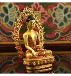 Machine Made Copper Alloy and Gold Plated 4.25" Shakyamuni Buddha Statue