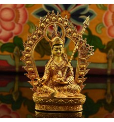  Machine Made Copper Alloy and Gold Plated 4.5" Guru Rinpoche Statue