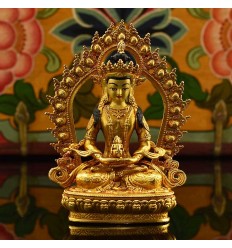  Machine Made Copper Alloy and Gold Plated 4.25" Aparmita Statue